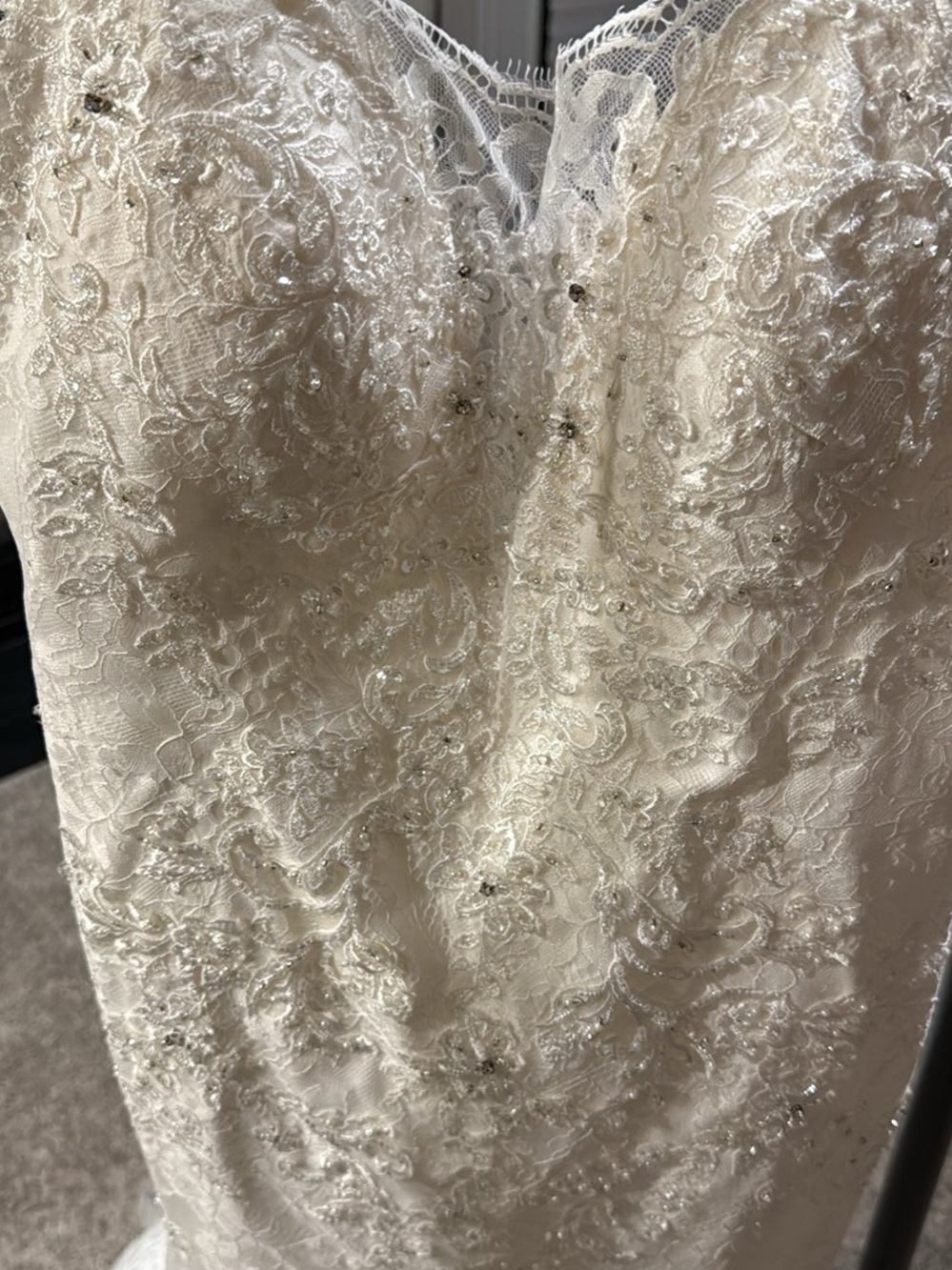 Maggie Sottero Strapless Lace Embellished Dress in Ivory